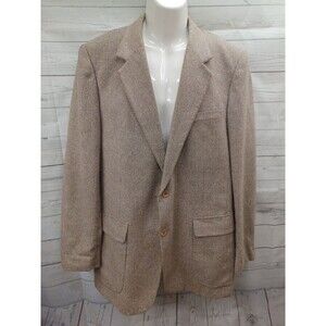 Joe Namath Mens Blazer Jacket Sport Coat Beige Tweed 44 XL